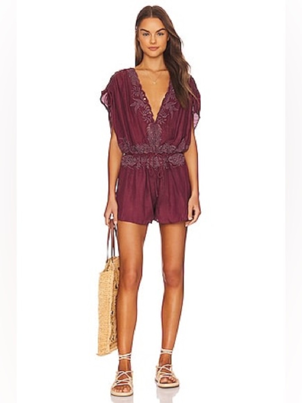 Free People Weila Romper Pomegranate